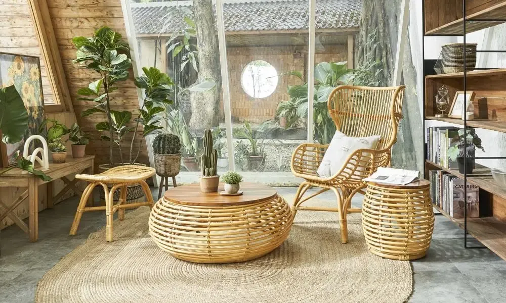 Meja Rotan Dekoratif